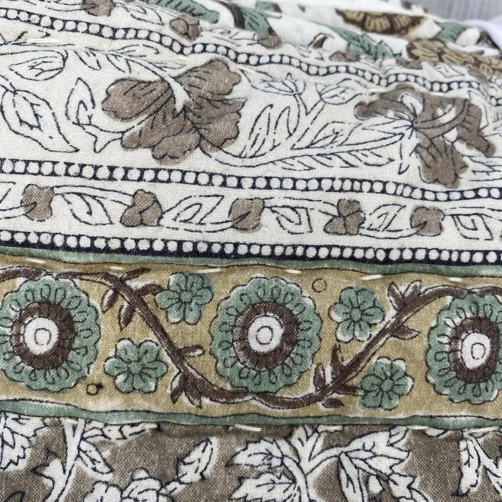 Nicole Miller Artelier Quilt FULL/QUEEN Floral Traditional Block Cotton Boho
